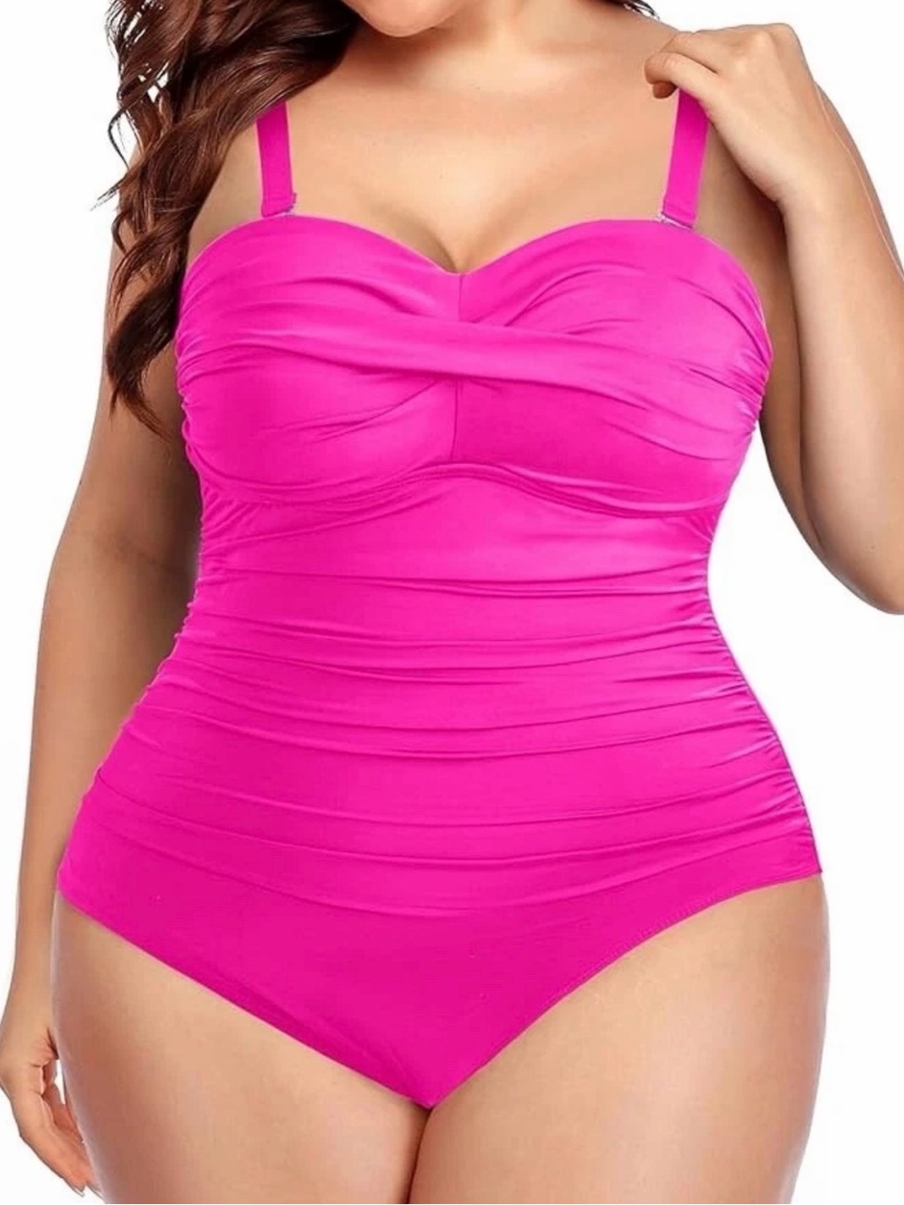 Kona Sol Hot Pink Halter One-Piece Swimsuit